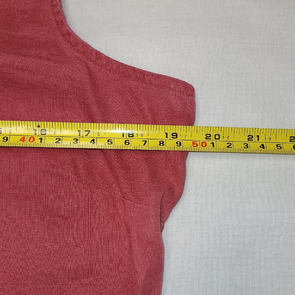 Pink Raspberry Linen V-Neck Tank Top - Picture 6 of 8